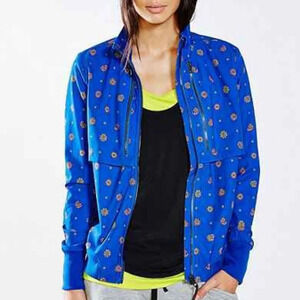 Without Walls Blue Paisley Mixed Print Full Zip Jacket Size M